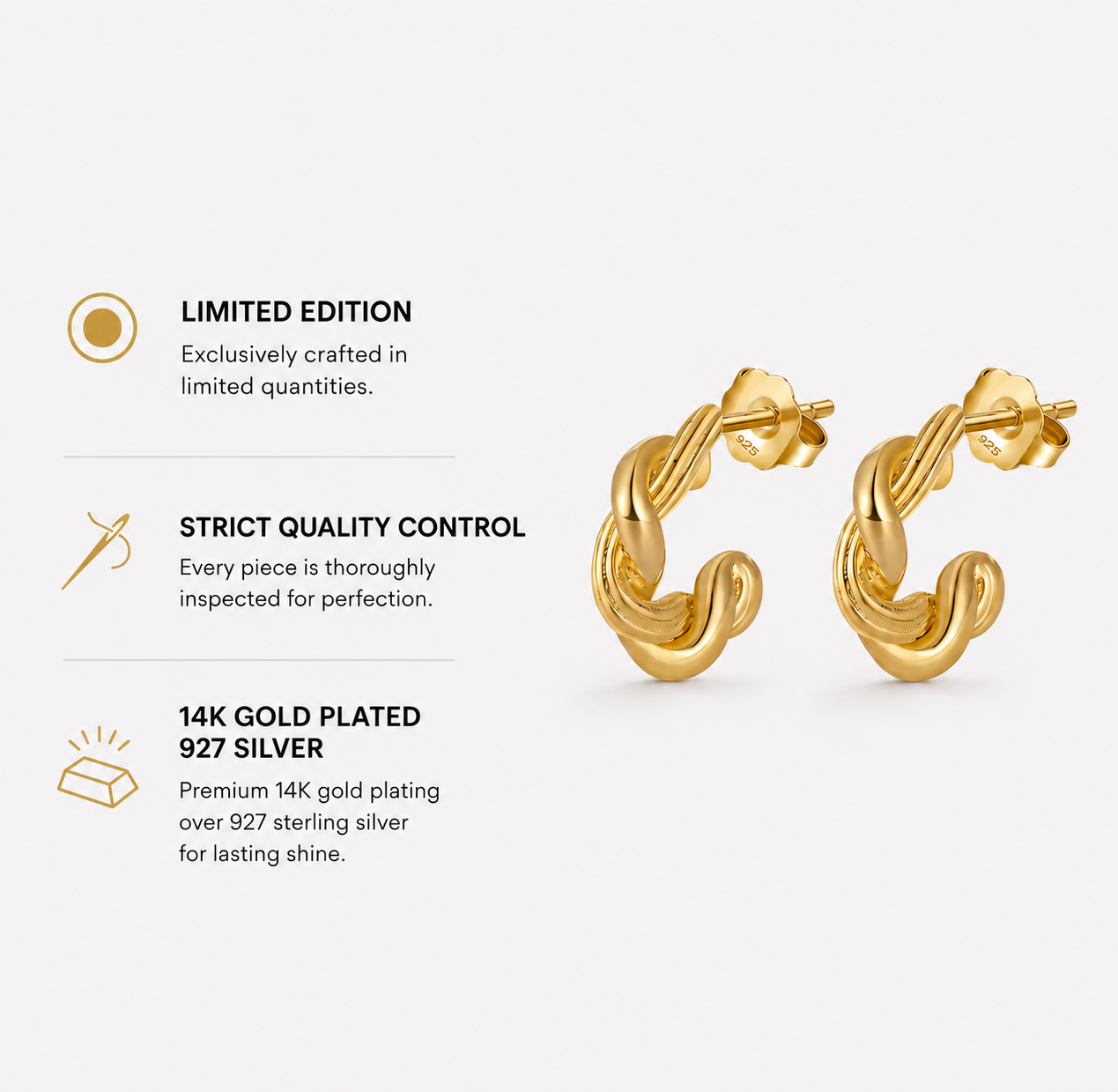 Berlo Heritage — 14K Gold Vermeil Classic Hoop Earrings
