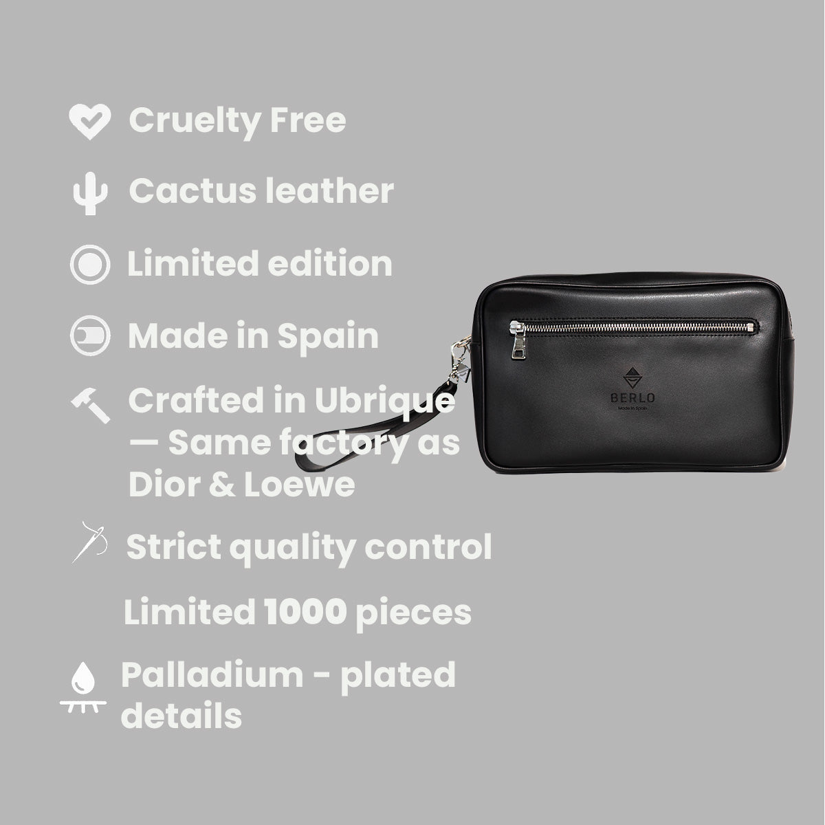 Berlo Cactus Leather Toiletry Bag Large