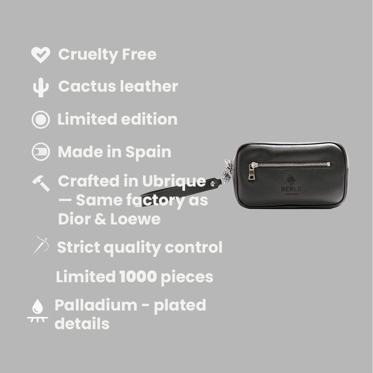 Berlo Cactus Leather Toiletry Bag