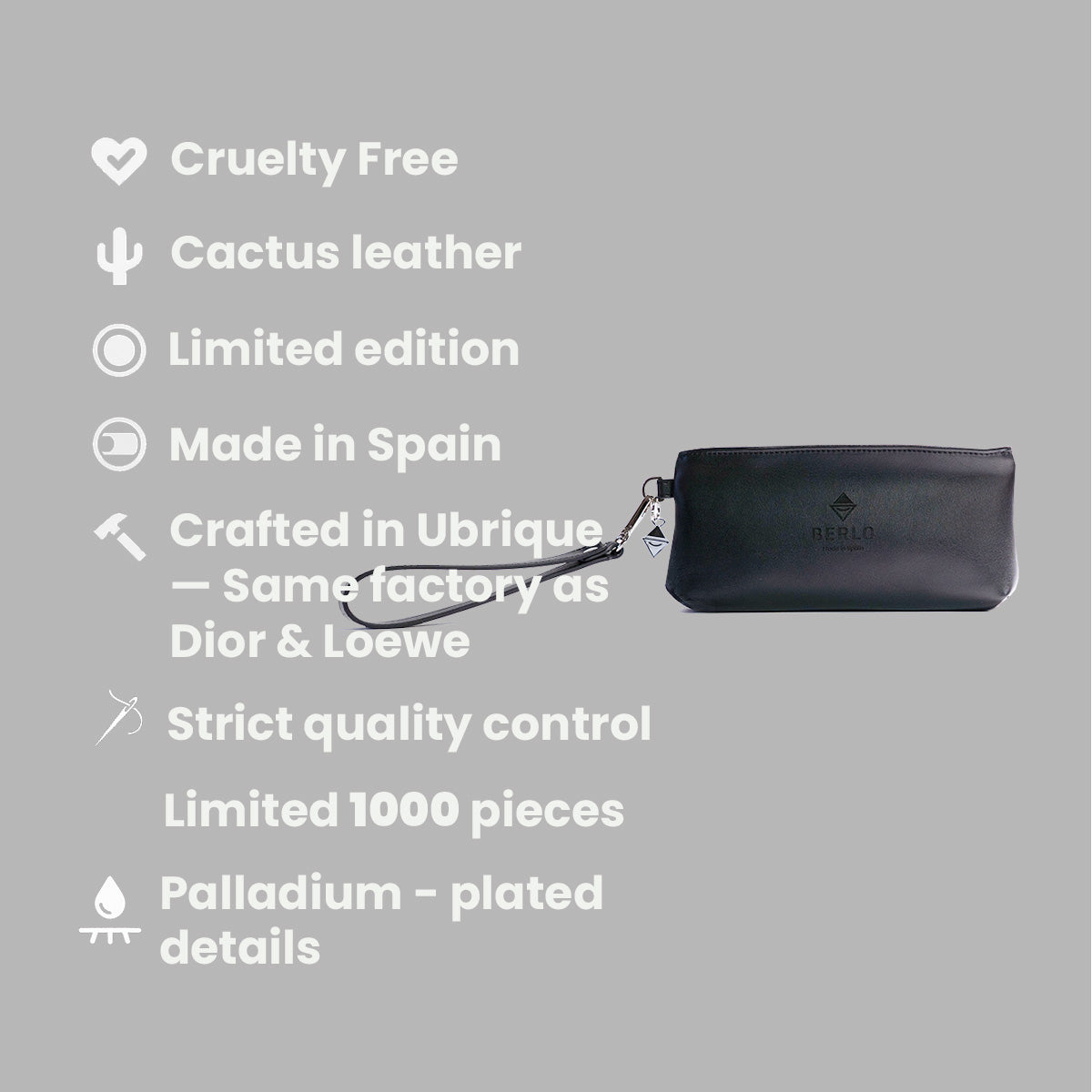 Berlo Cactus Leather Cosmetics Bag Small