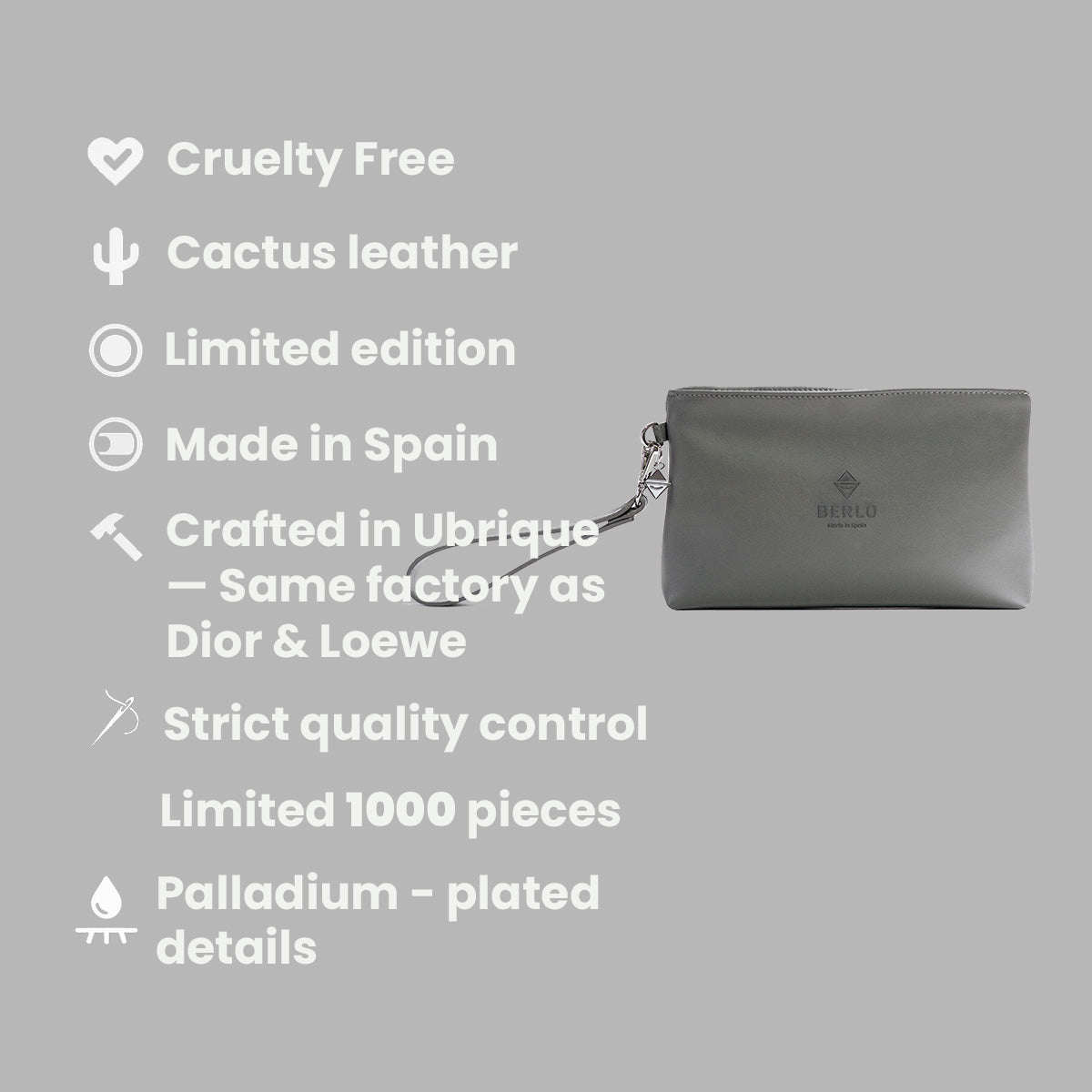 Berlo Cactus Leather Cosmetics Bag Large