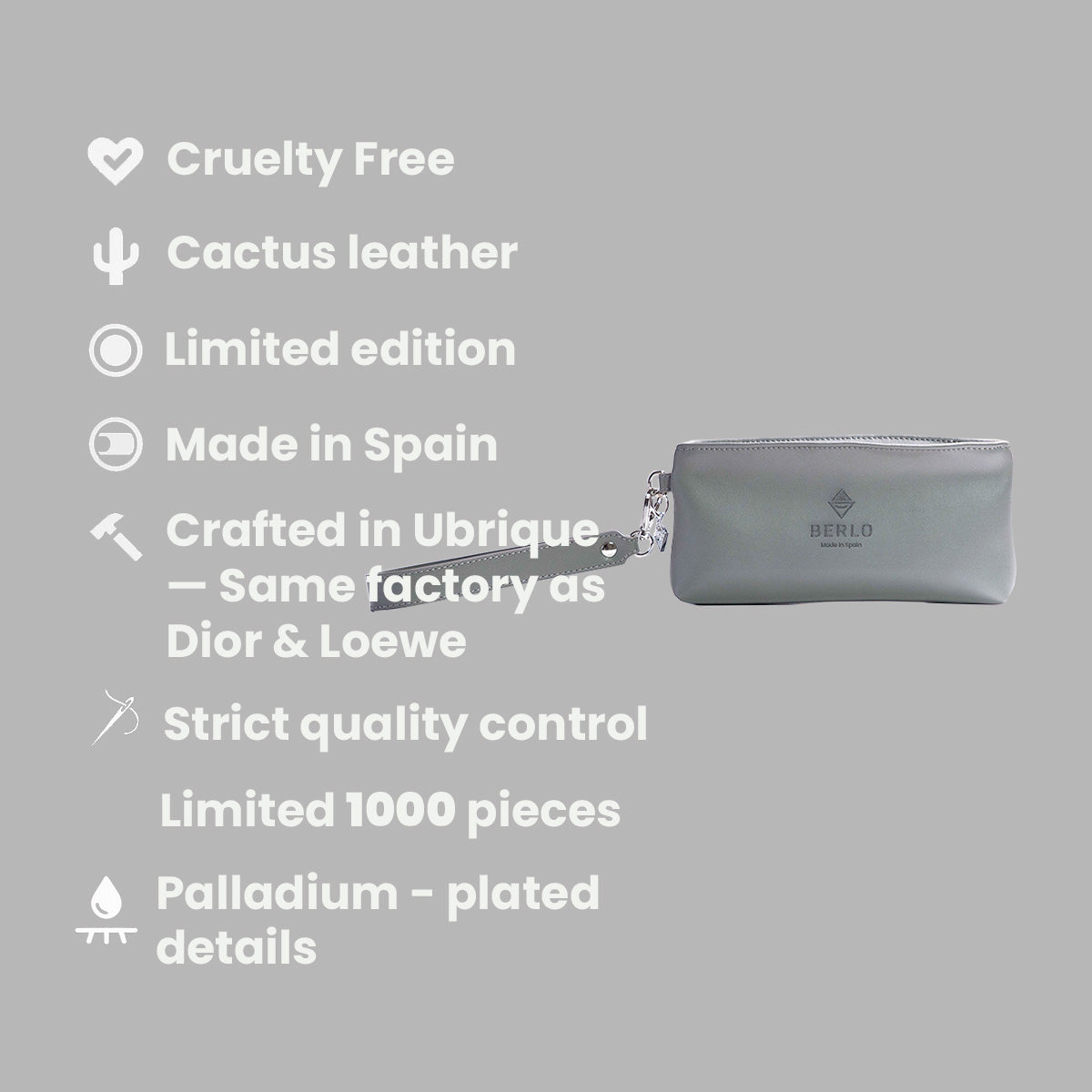 Berlo Cactus Leather Cosmetics Bag Small