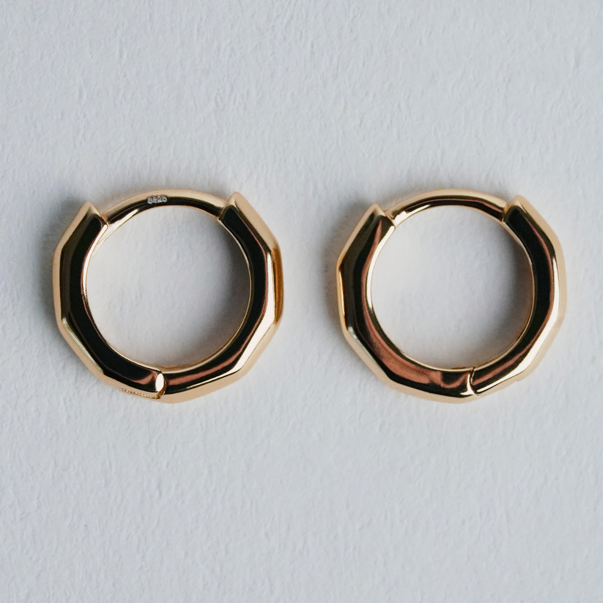 14k Gold Plated Geometric Huggie Earrings