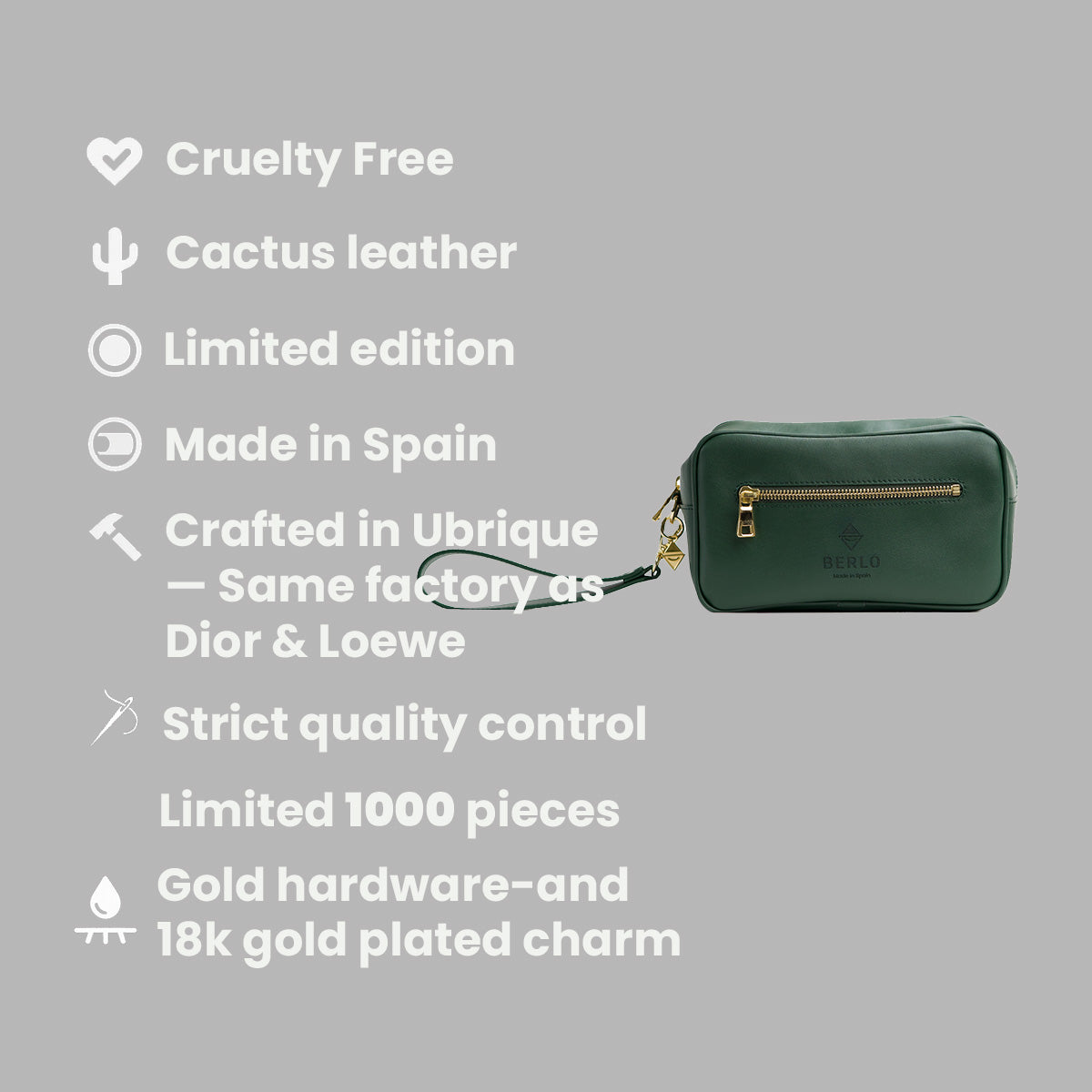 Berlo Cactus Leather Toiletry Bag