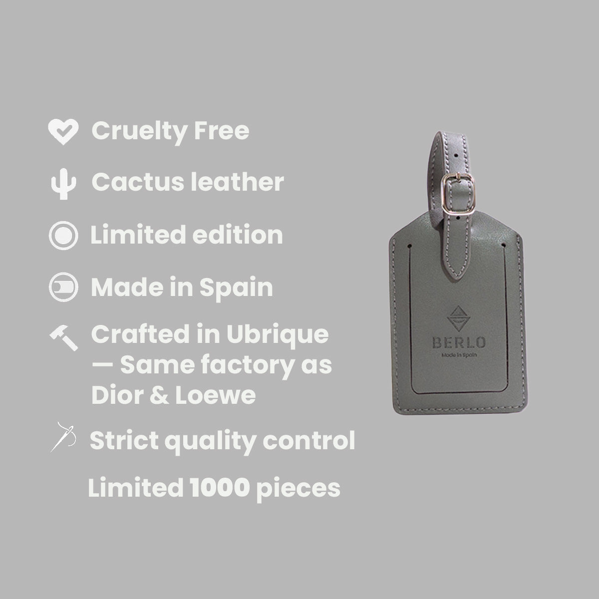 Berlo Cactus Leather Luggage Tag