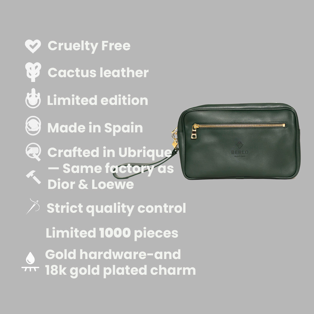Berlo Cactus Leather Toiletry Bag Large