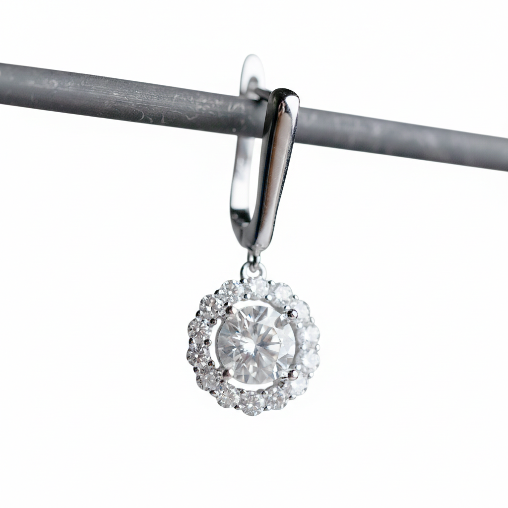 Berlo Heritage — 14K Gold Vermeil Moissanite Halo Drop Earrings