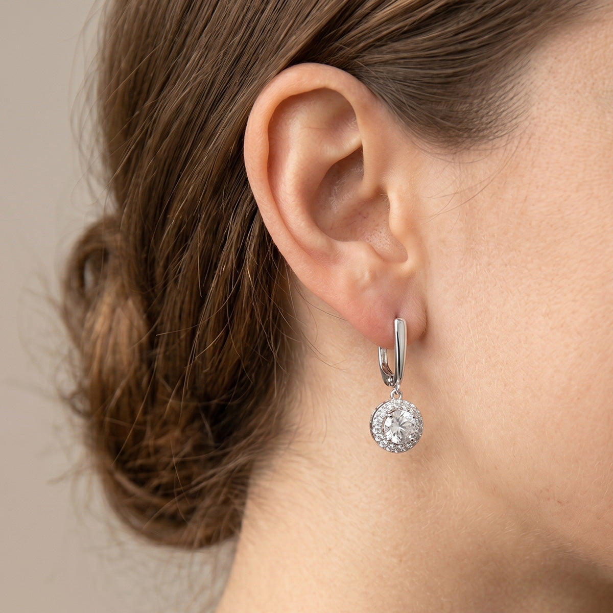 Berlo Heritage — 14K Gold Vermeil Moissanite Halo Drop Earrings