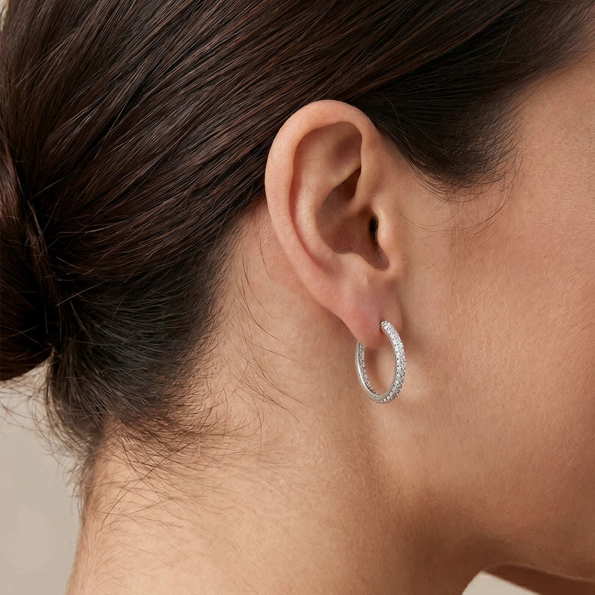 Berlo Heritage — 925 Silver Rhodium Moissanite Hoop Earrings
