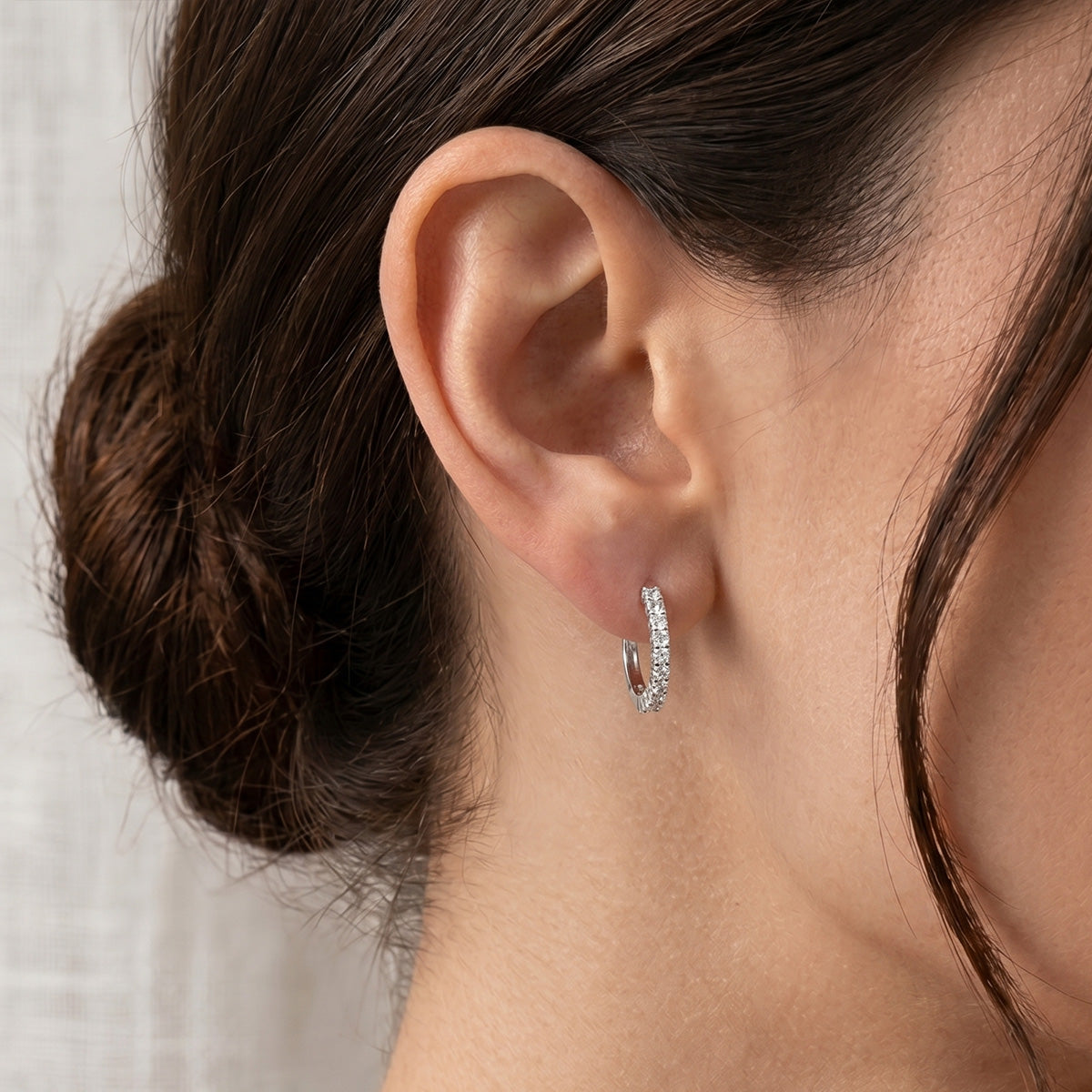 Berlo Heritage — 925 Silver Rhodium Moissanite Pavé Hoop Earrings