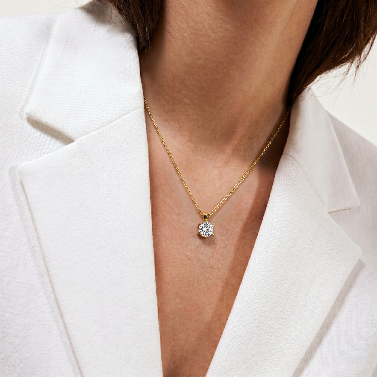 Berlo Heritage — 14K Gold Vermeil Moissanite Halo Necklace