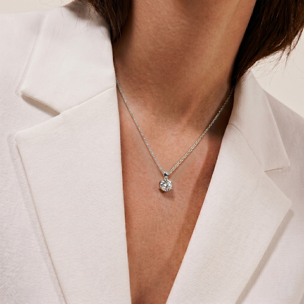 Berlo Heritage — 925 Silver Rhodium Moissanite Halo Necklace