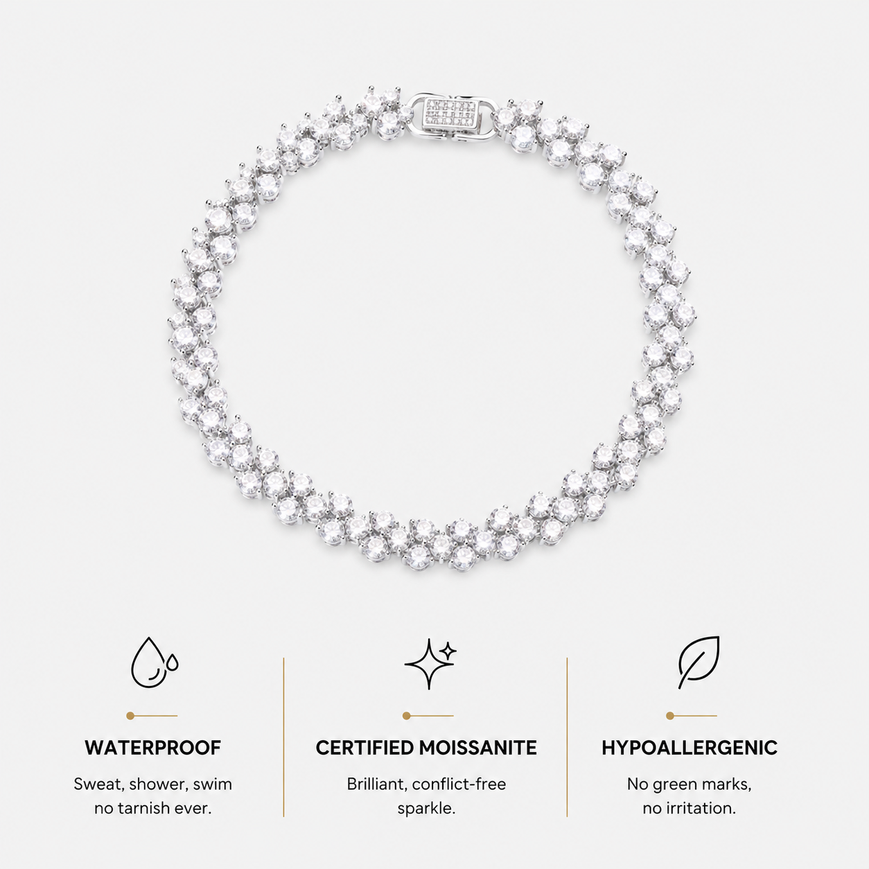 Berlo Heritage — 925 Silver Rhodium Moissanite Tennis Bracelet