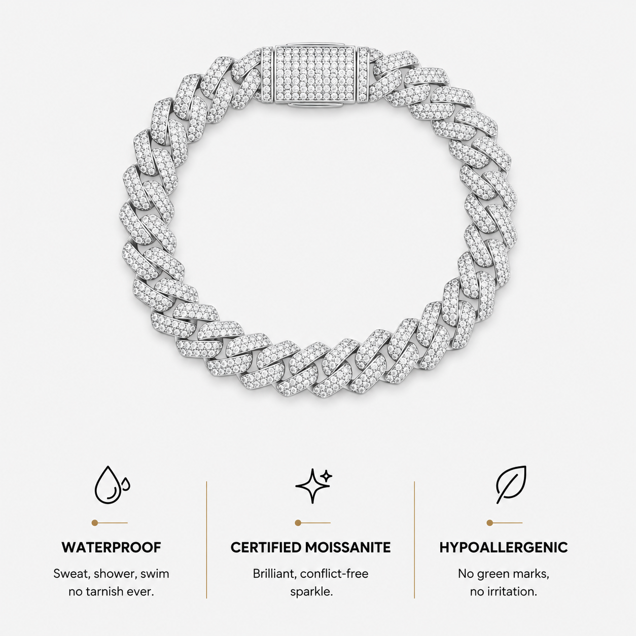 Berlo Heritage — 925 Silver Rhodium Cuban Link Bracelet