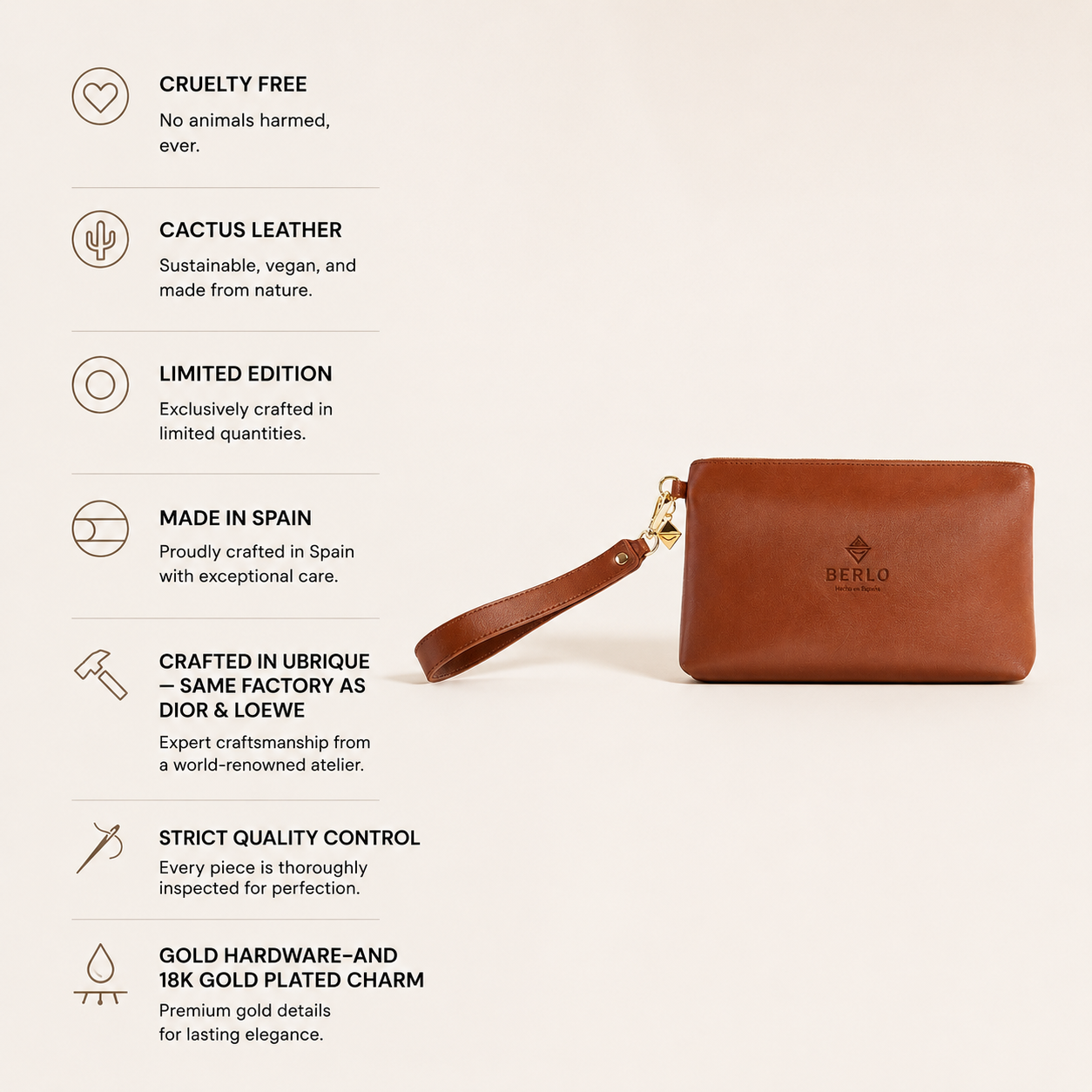 Berlo Cactus Leather Pouch Bag Large
