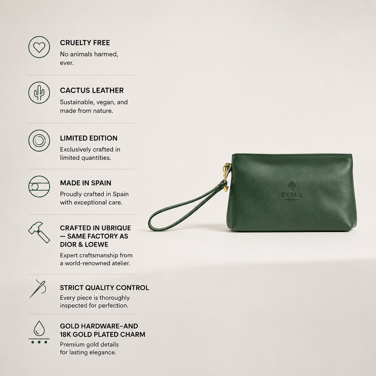 Berlo Cactus Leather Pouch Bag Large