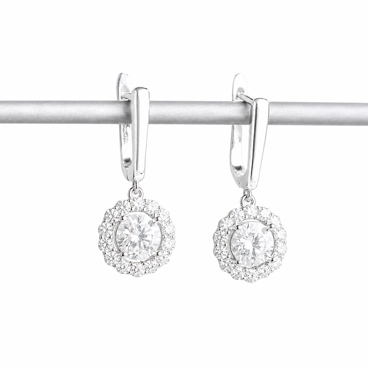 Berlo Heritage — 14K Gold Vermeil Moissanite Halo Drop Earrings
