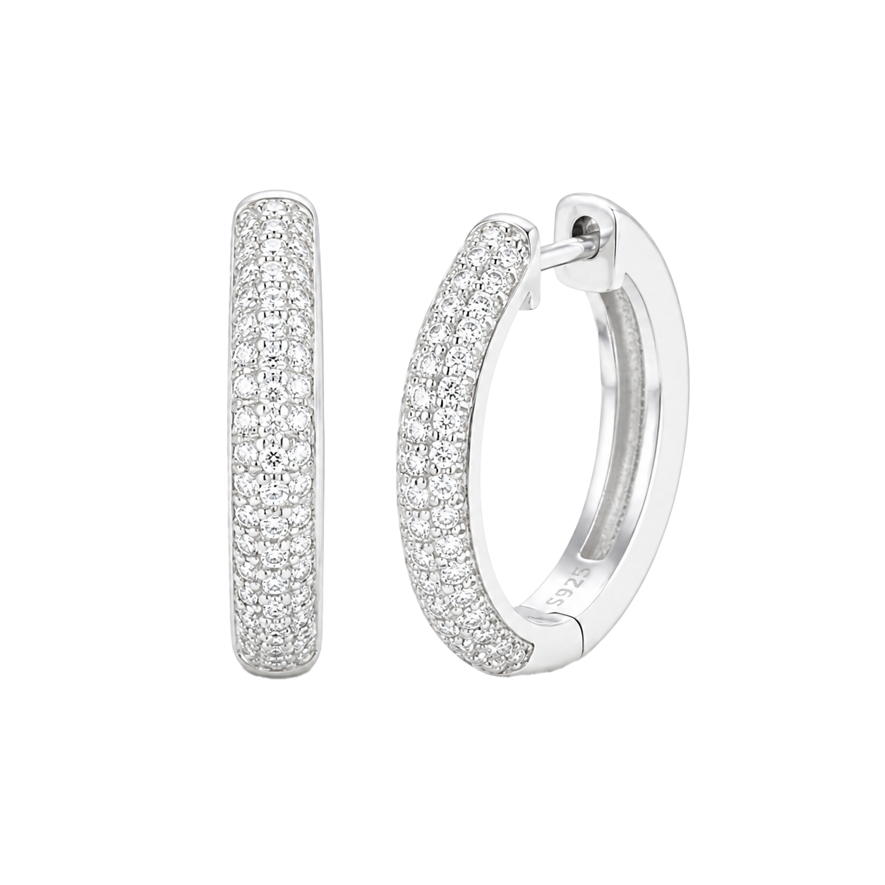 Berlo Heritage — 925 Silver Rhodium Moissanite Hoop Earrings