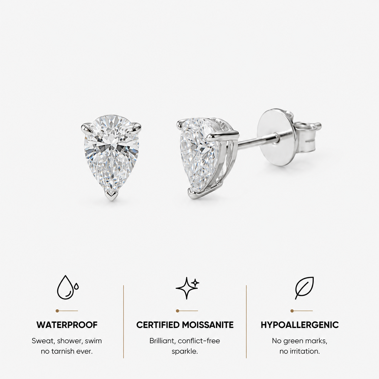 Berlo Heritage — 925 Silver Rhodium Iced Out Moissanite Stud Earrings