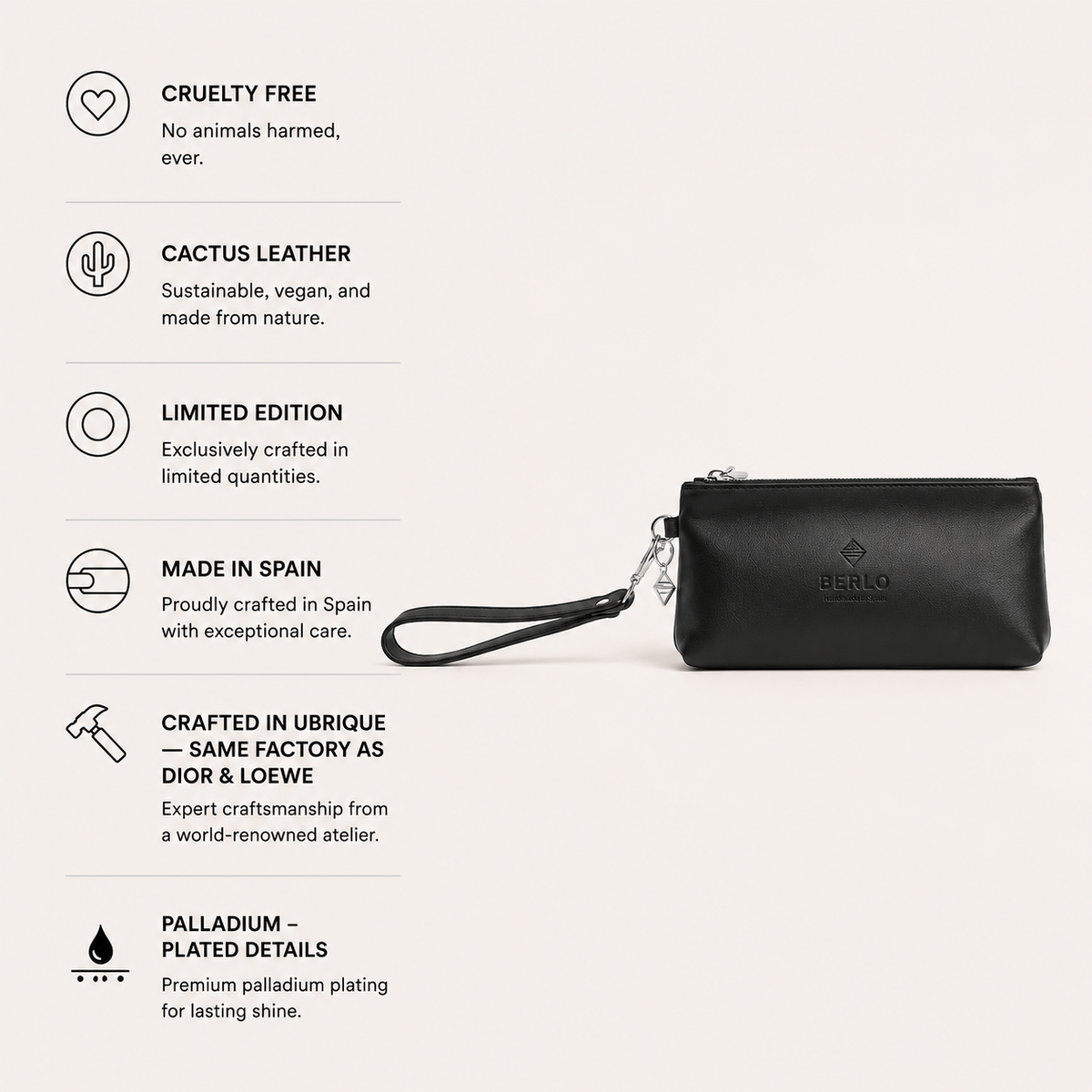 Berlo Cactus Leather Pouch Bag Small