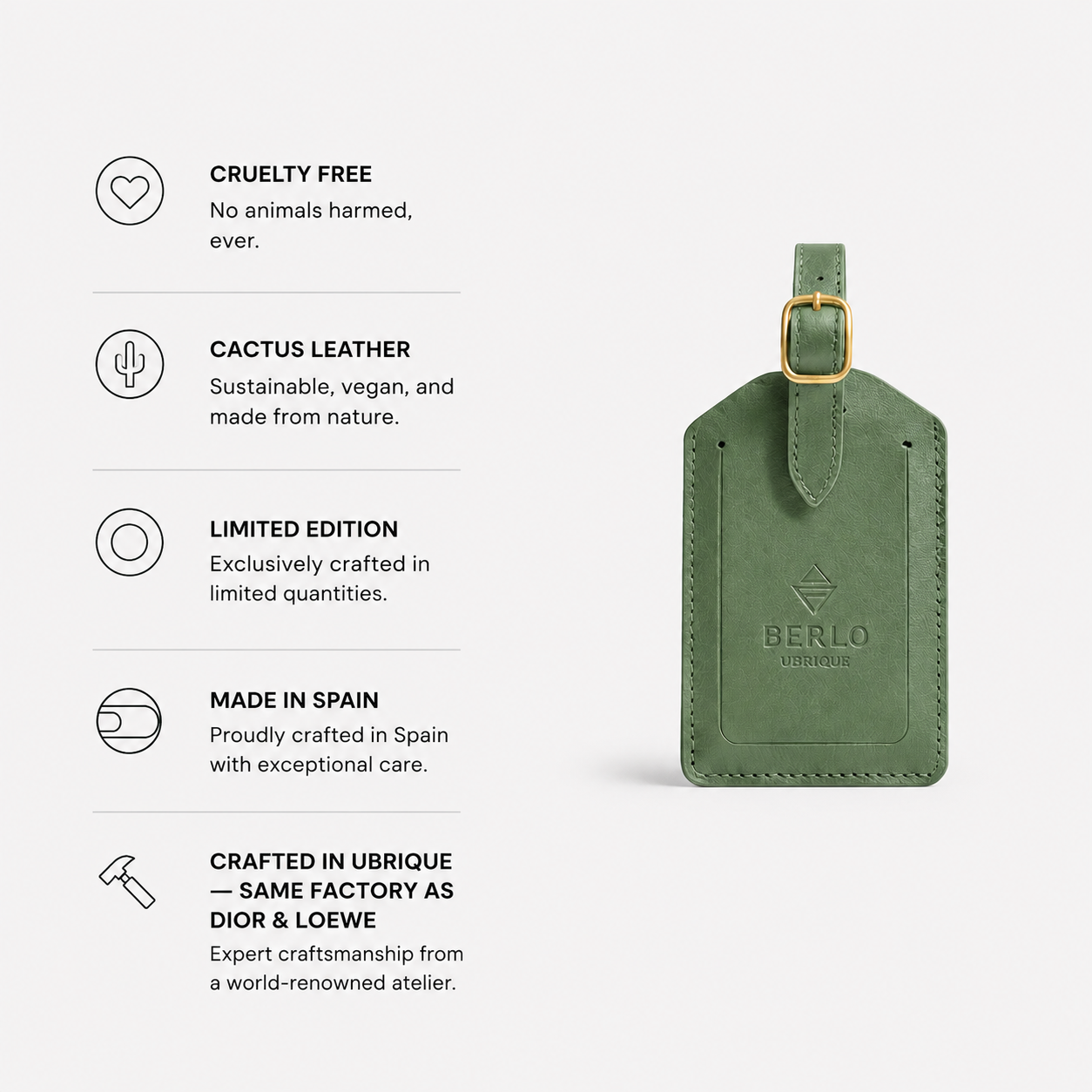 Berlo Cactus Leather Luggage Tag