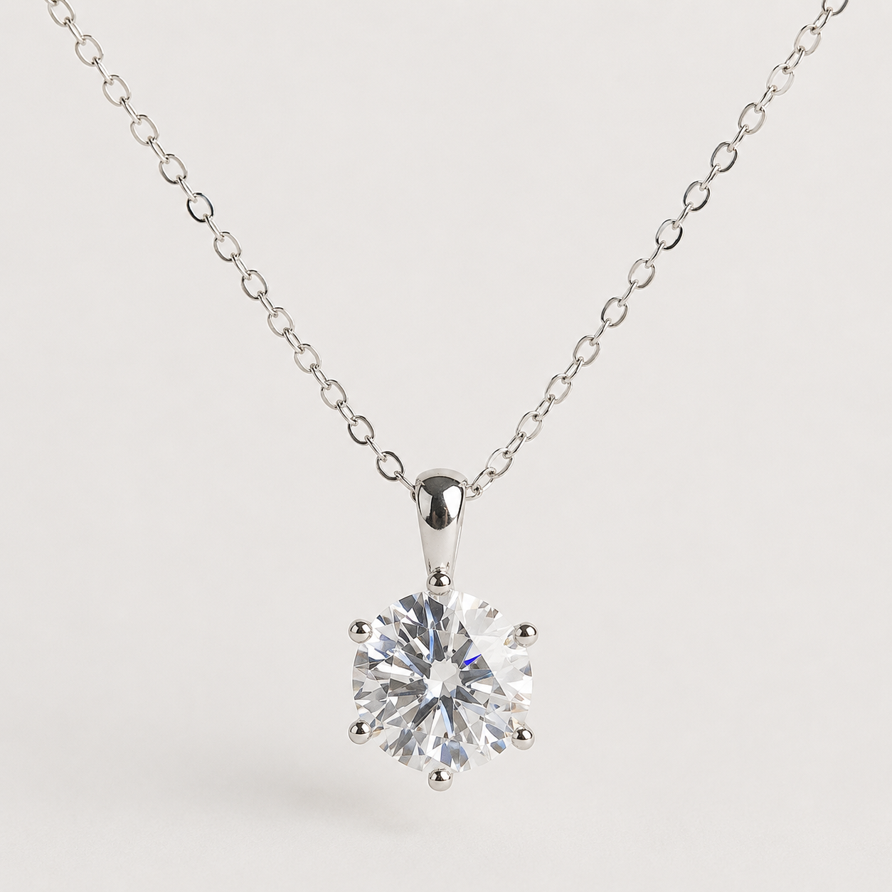 Berlo Heritage — 925 Silver Rhodium Moissanite Halo Necklace