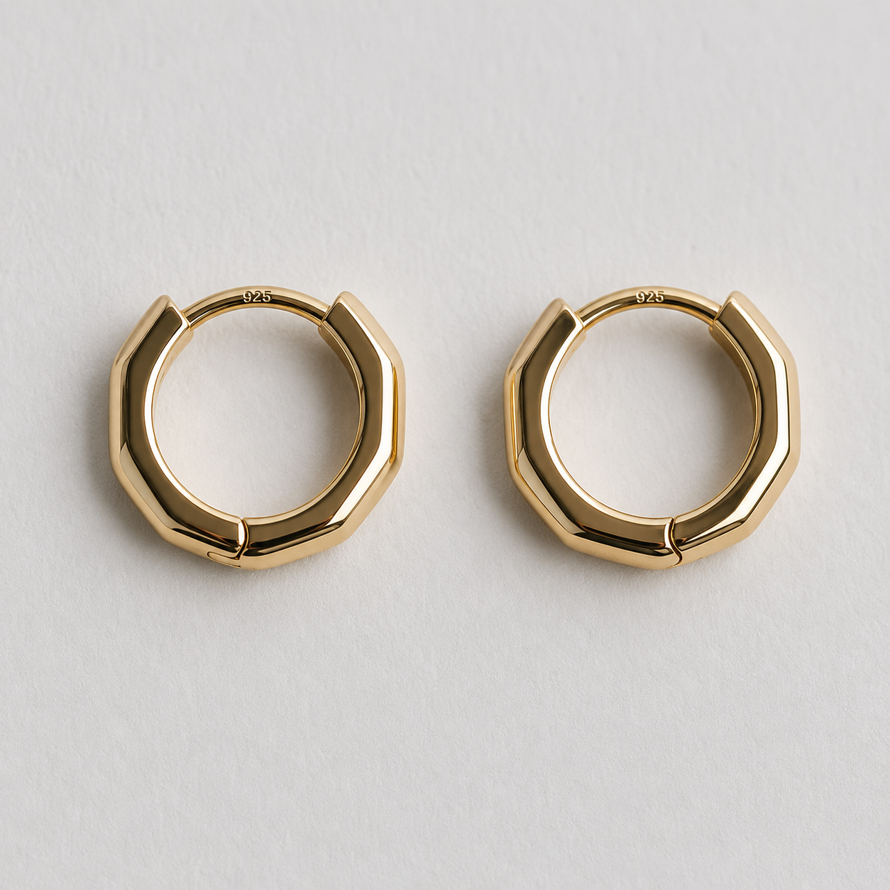 Berlo Heritage — 14K Gold Vermeil Geometric Huggie Earrings