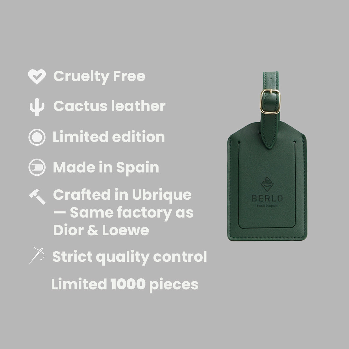 Berlo Cactus Leather Luggage Tag