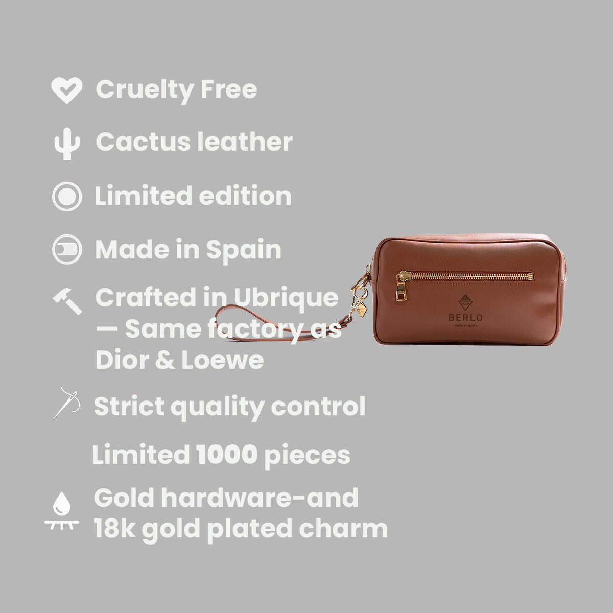 Berlo Cactus Leather Toiletry Bag