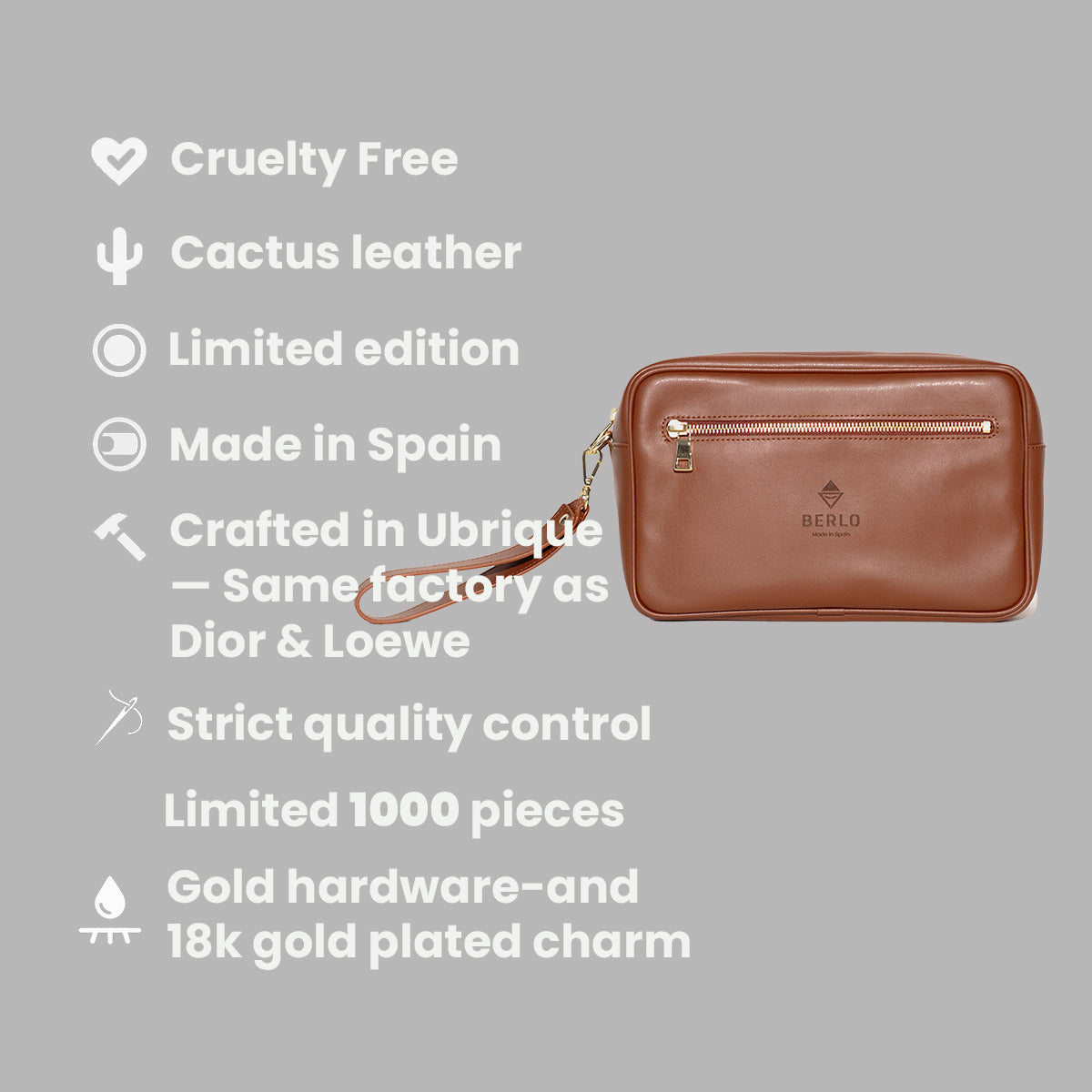 Berlo Cactus Leather Toiletry Bag Large