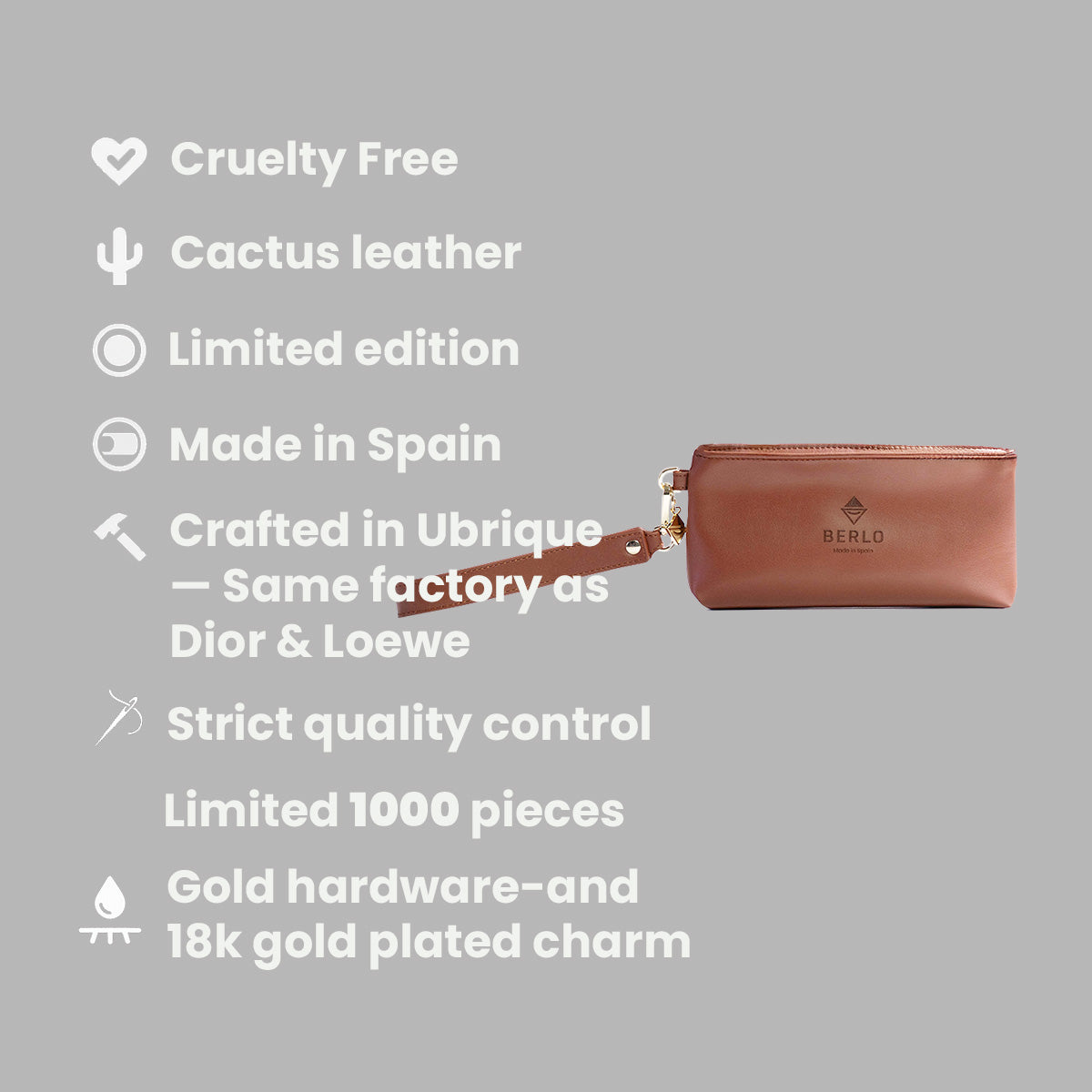 Berlo Cactus Leather Cosmetics Bag Small