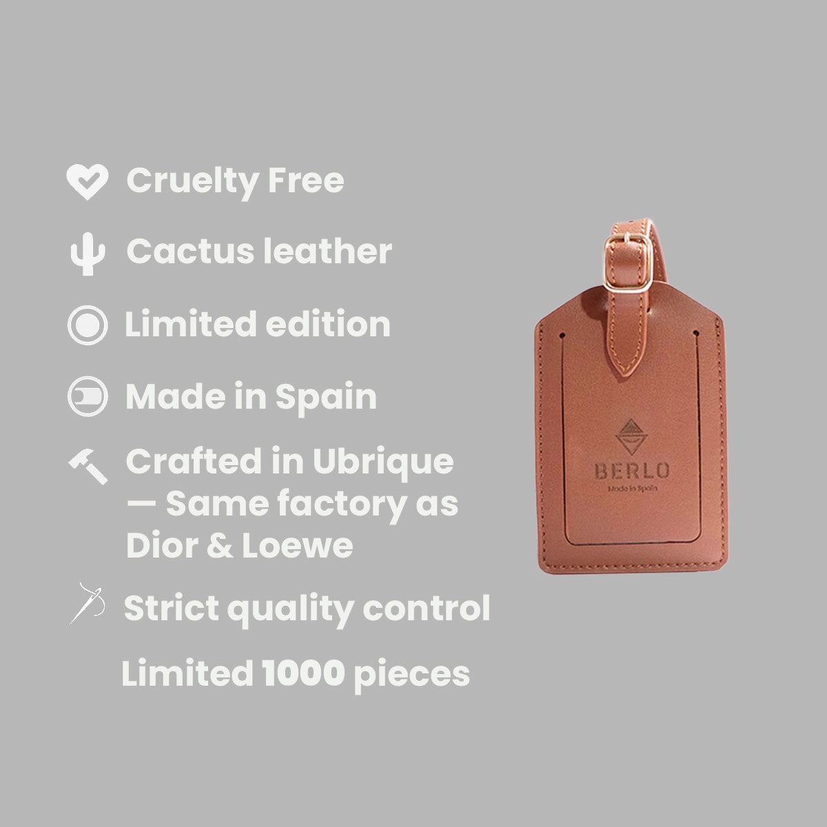 Berlo Cactus Leather Luggage Tag
