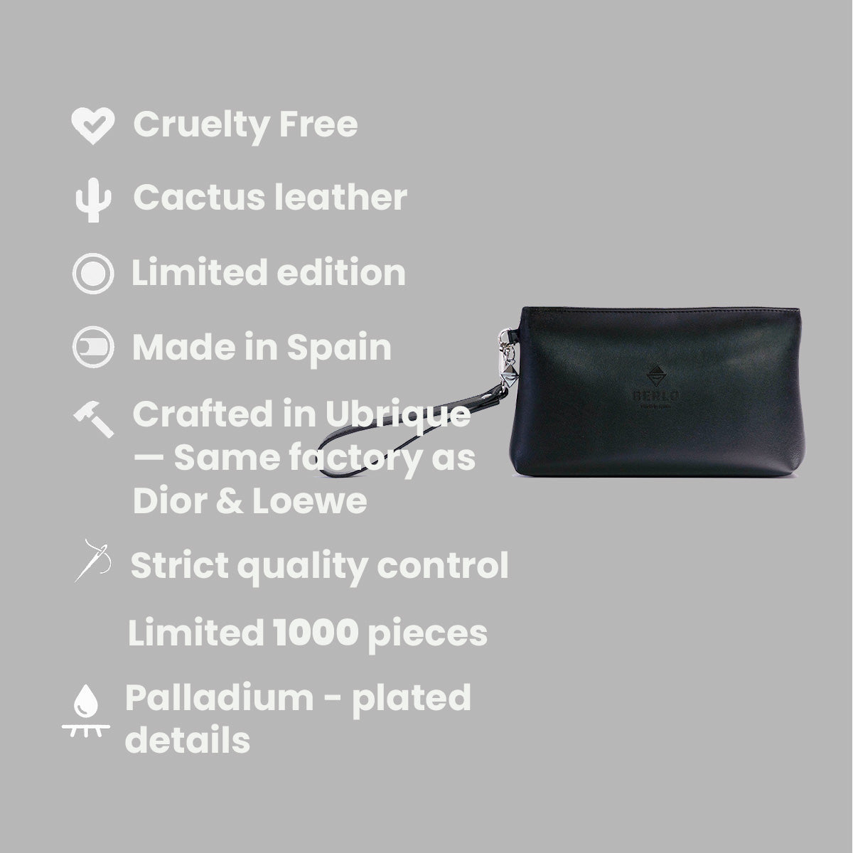 Berlo Cactus Leather Cosmetics Bag Large