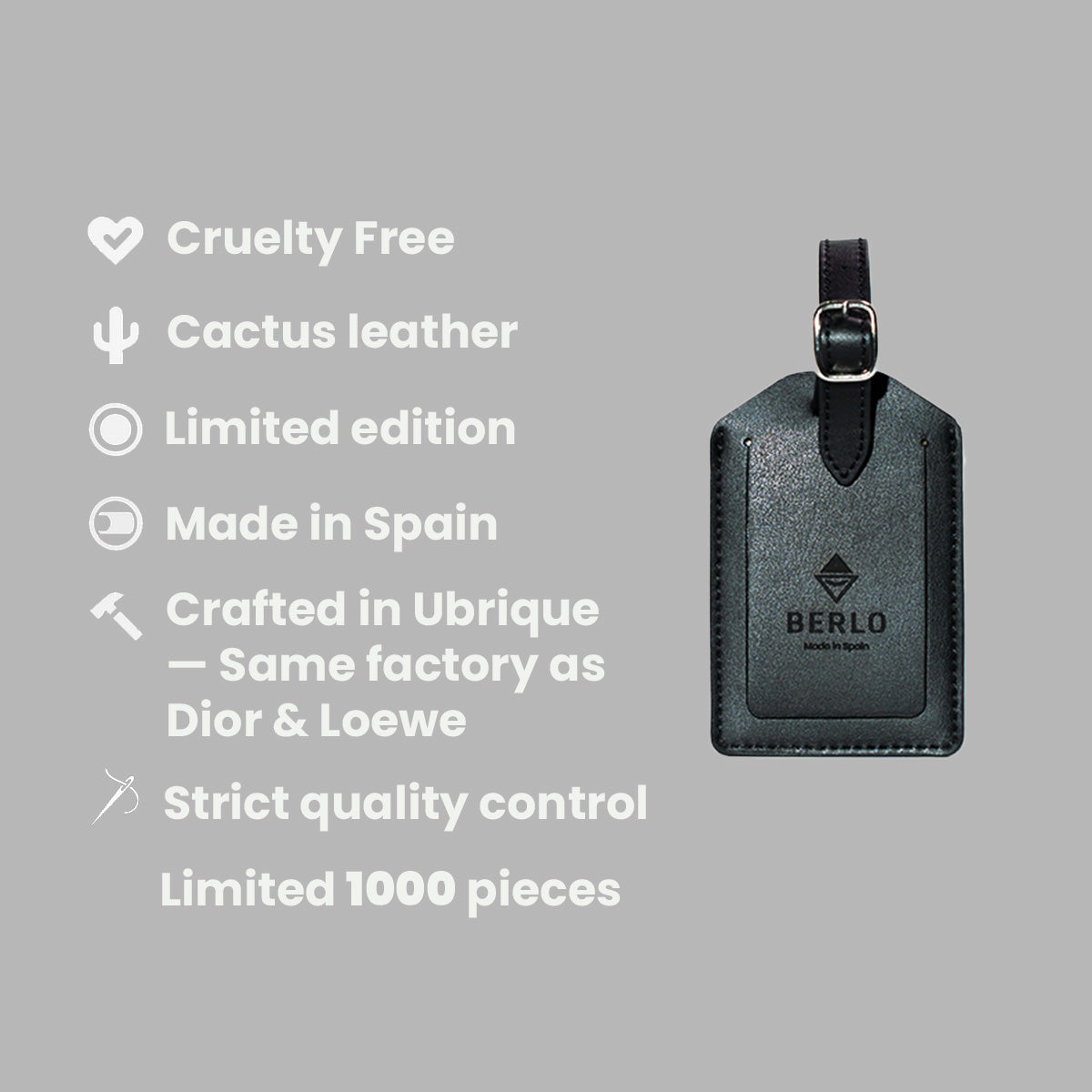 Berlo Cactus Leather Luggage Tag