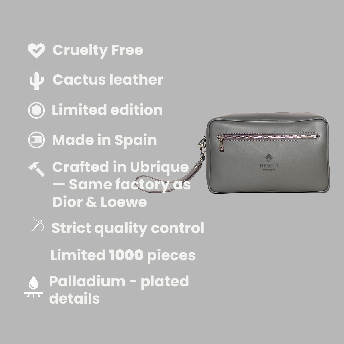 Berlo Cactus Leather Toiletry Bag Large