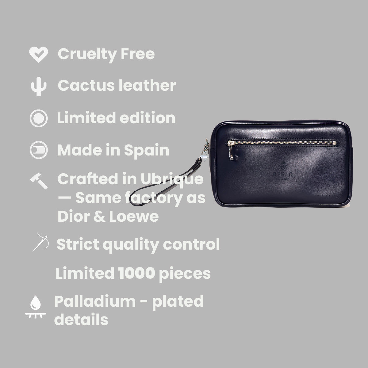 Berlo Cactus Leather Toiletry Bag Large