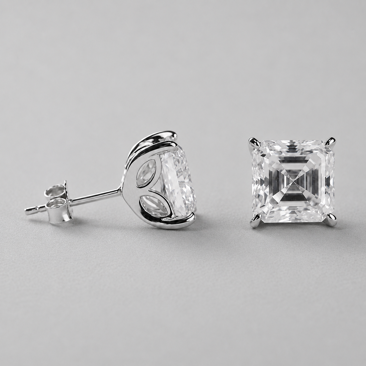 Berlo Heritage — 925 Silver Rhodium Moissanite Solitaire Stud Earrings