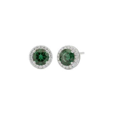 Berlo Heritage — 925 Silver Rhodium Moissanite Halo Ear Stud