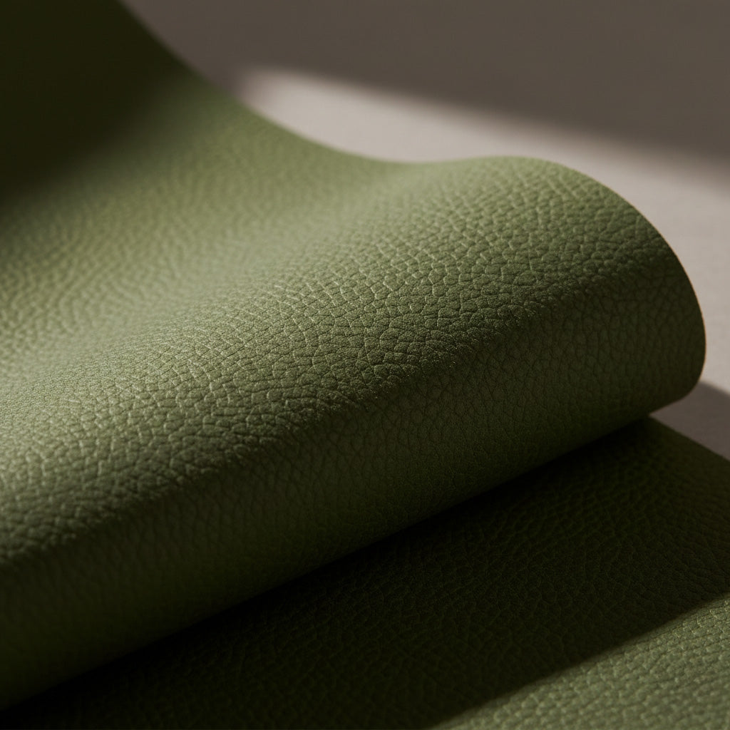 Soft matte cactus leather surface under refined lighting.