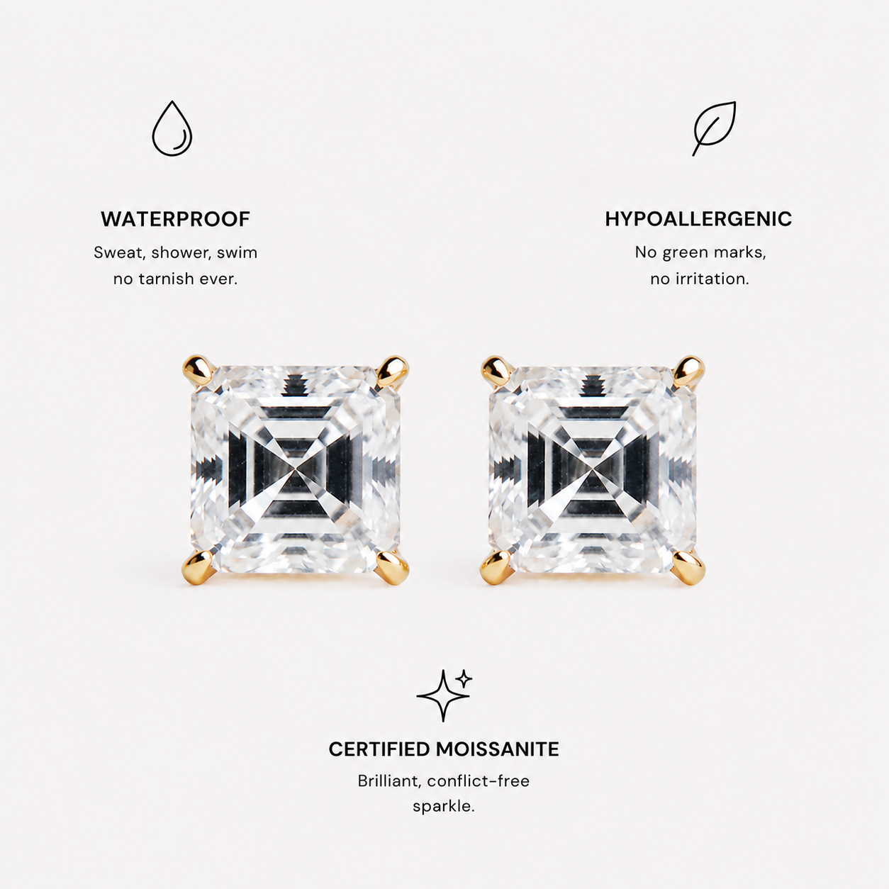 Berlo Heritage — 14K Gold Vermeil Moissanite Solitaire Stud Earrings