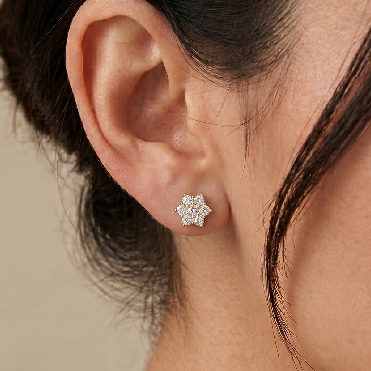 Berlo Heritage — 14K Gold Vermeil Floral Moissanite Stud Earrings