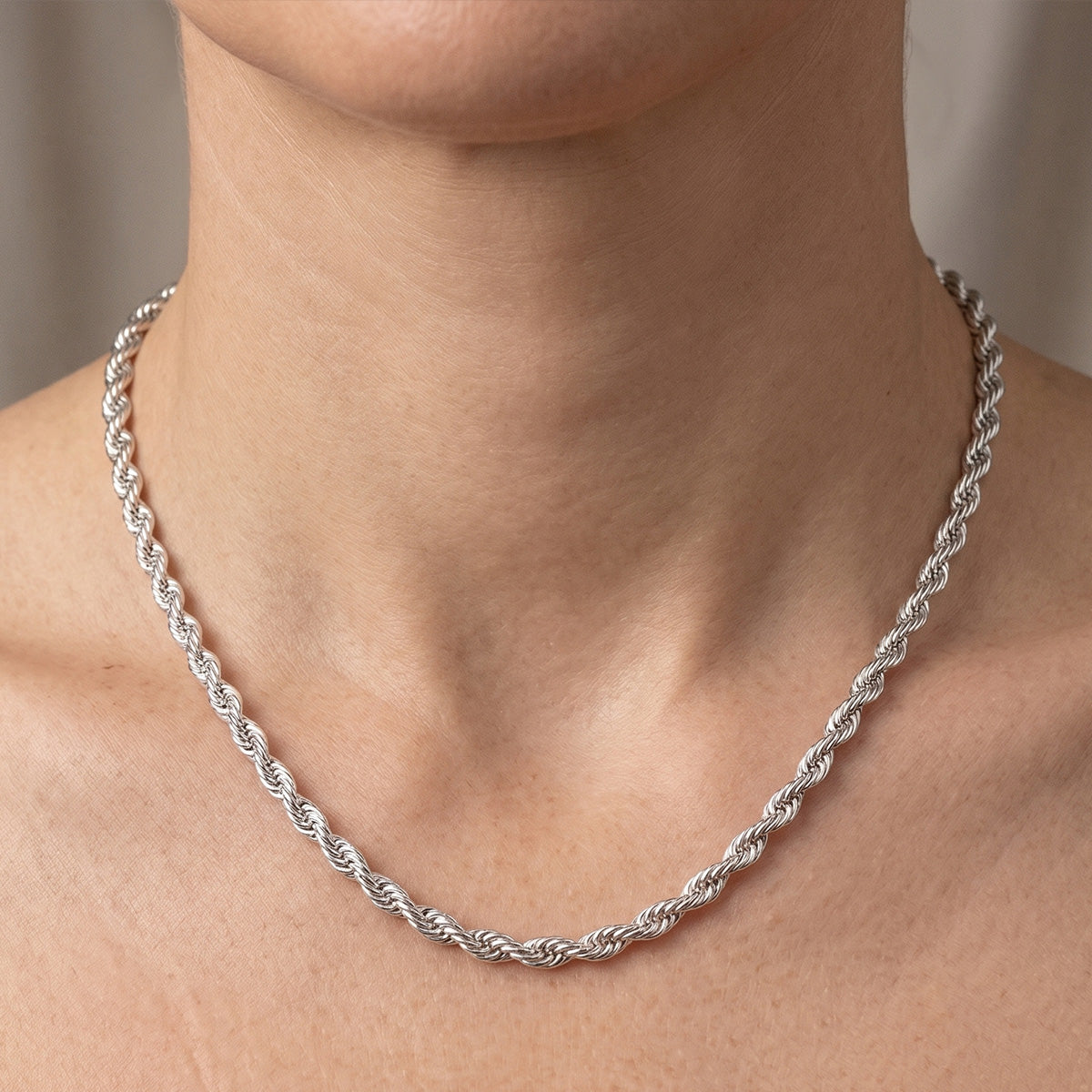 Berlo Heritage — 925 Silver Rhodium Rope Chain Necklace