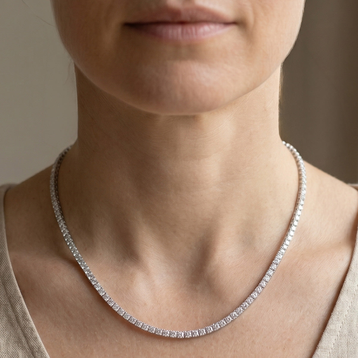 Berlo Heritage — 925 Silver Rhodium Moissanite Tennis Chain Necklace