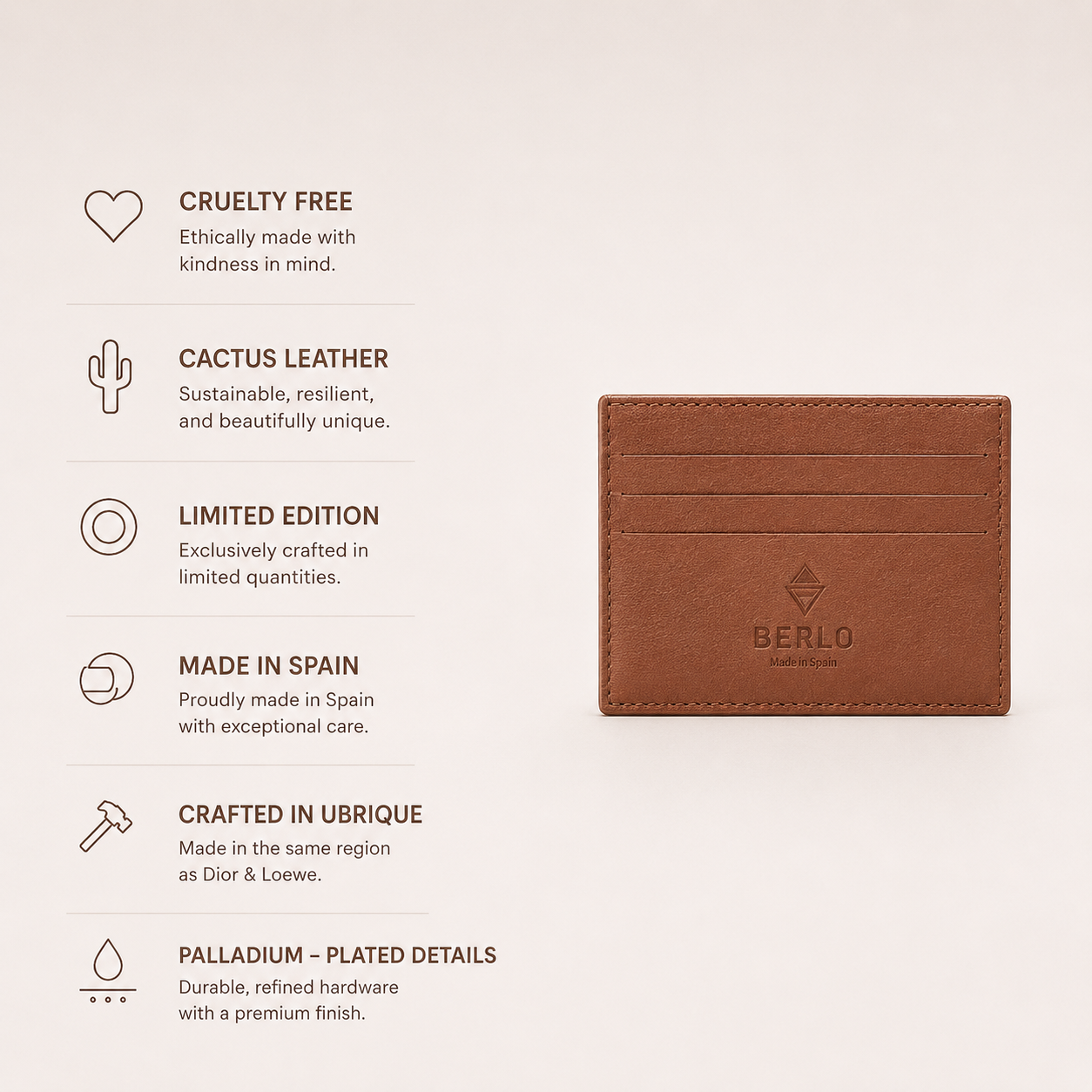 Berlo Cactus Leather Card Holder