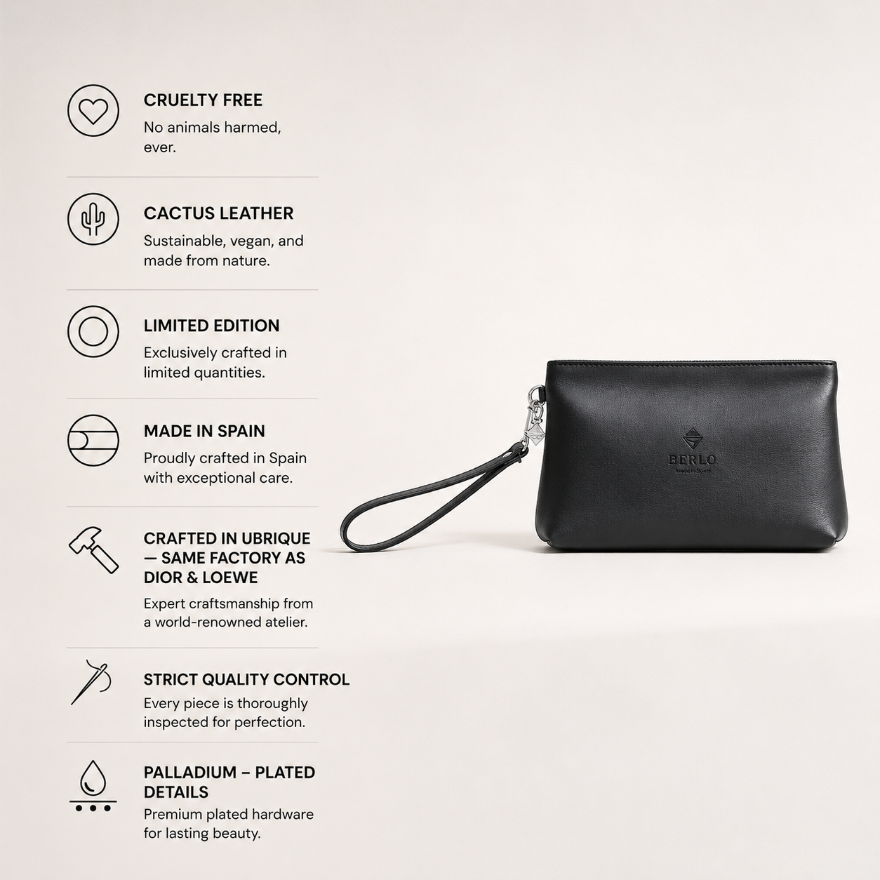 Berlo Cactus Leather Pouch Bag Large