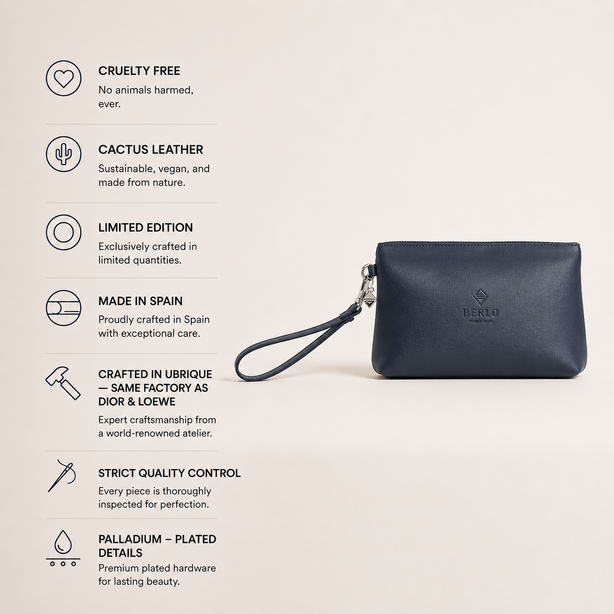 Berlo Cactus Leather Pouch Bag Large