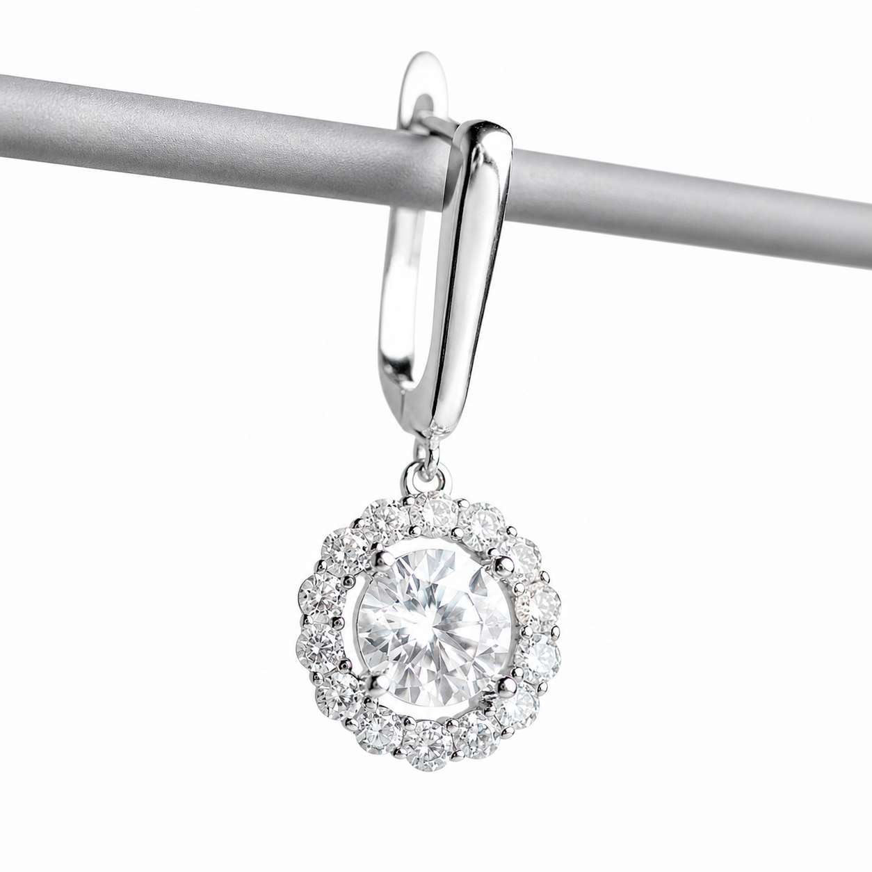 Berlo Heritage — 14K Gold Vermeil Moissanite Halo Drop Earrings