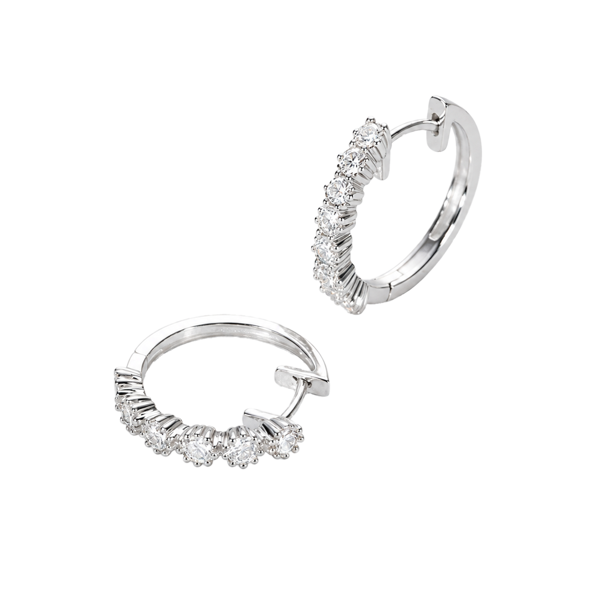 Berlo Heritage — 925 Silver Rhodium Moissanite Pavé Hoop Earrings