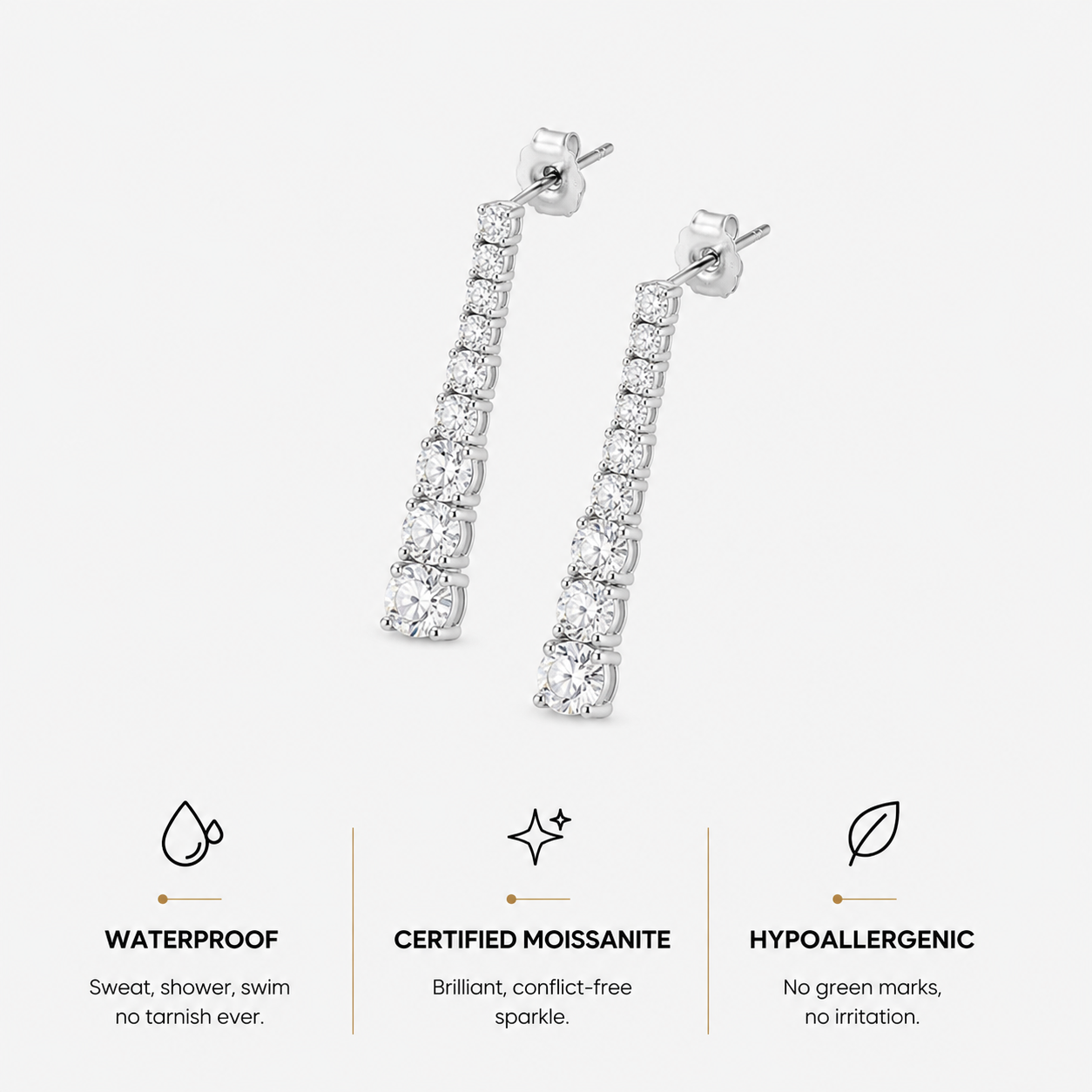 Berlo Heritage — 925 Silver Rhodium Chain Dangle Earrings