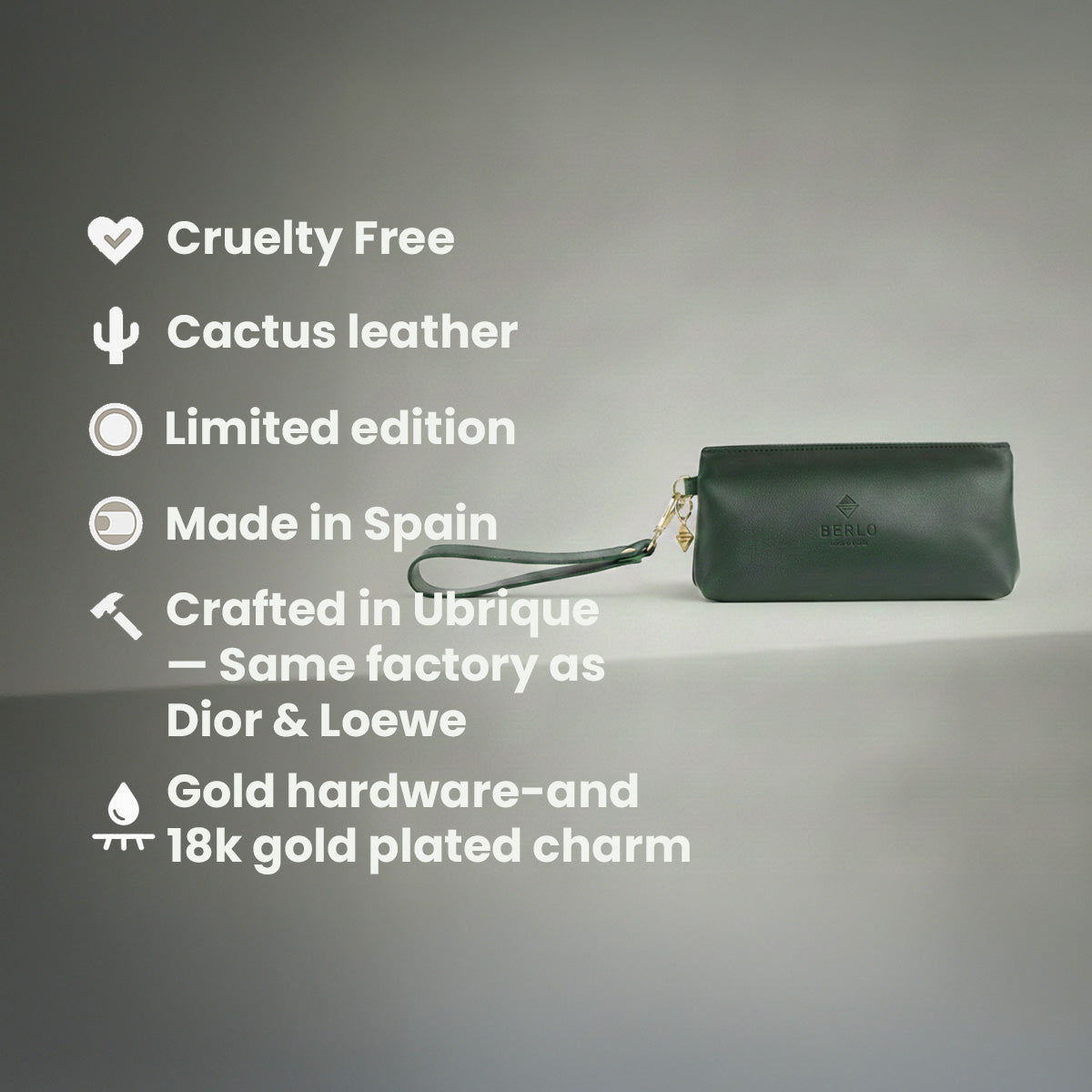 Berlo Cactus Leather Pouch Bag Small